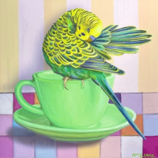 The One With The Budgie On The Jade Green Teacup